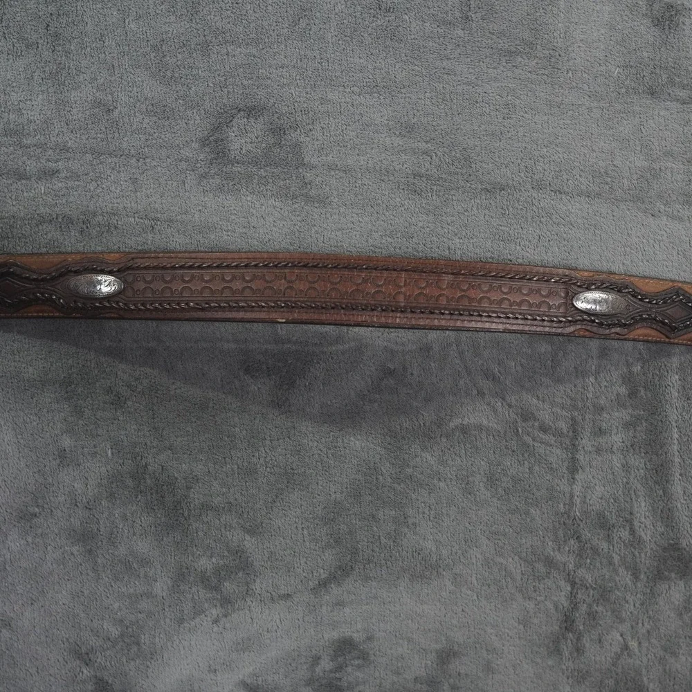 VTG Hank Williams Alumaline 4108 Belt Men 42 Brown Leather Western Country Music